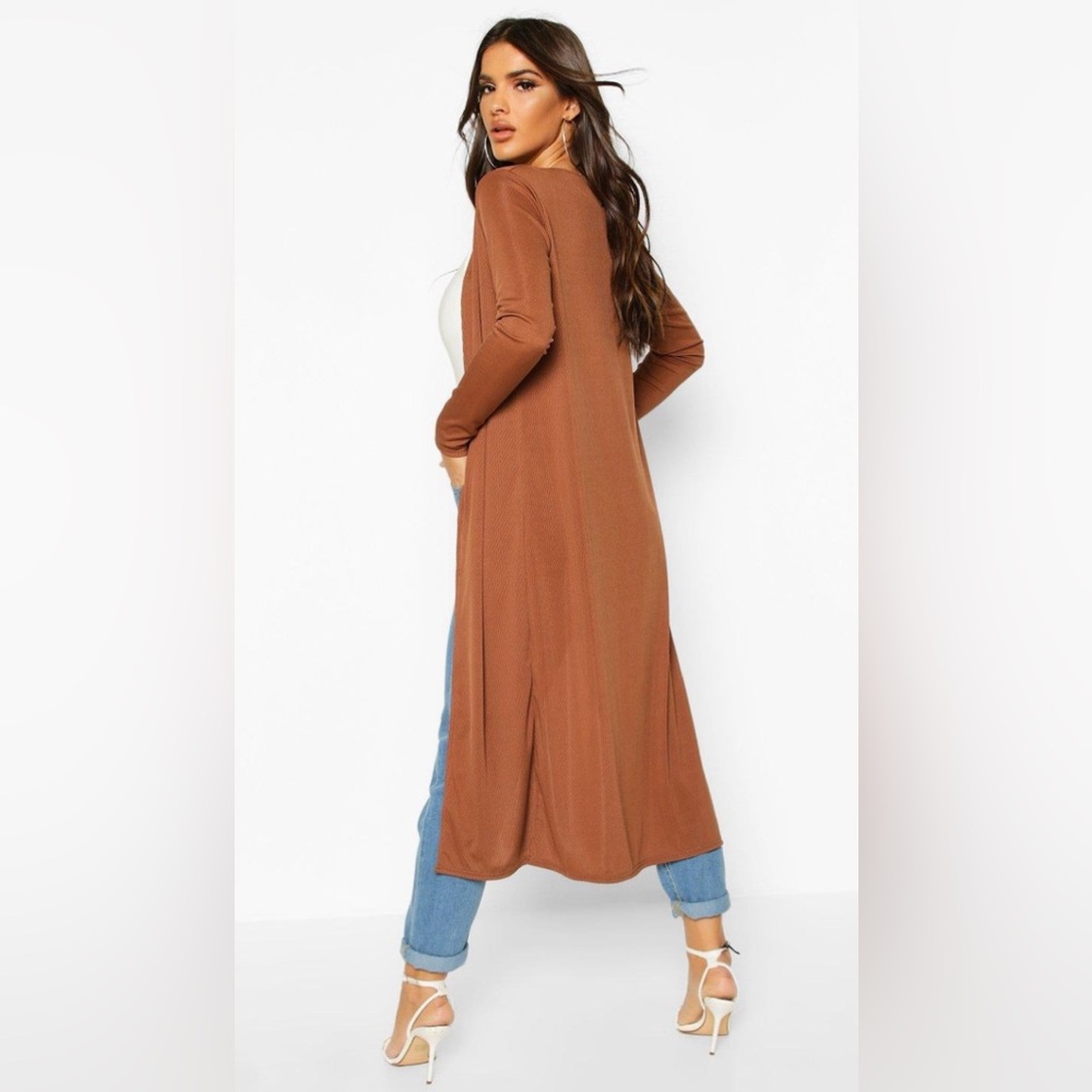 Boohoo‎ Ribbed Long Line Kimono- Size 6